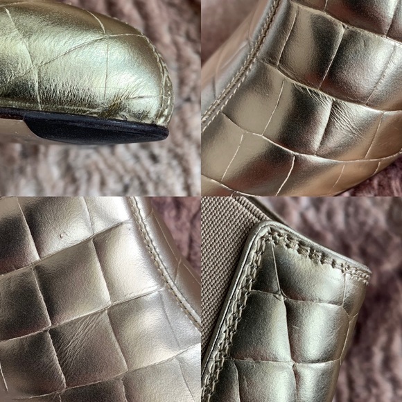 Max Mara Salice Ankle Boots Gold Croc - Picture 9 of 10